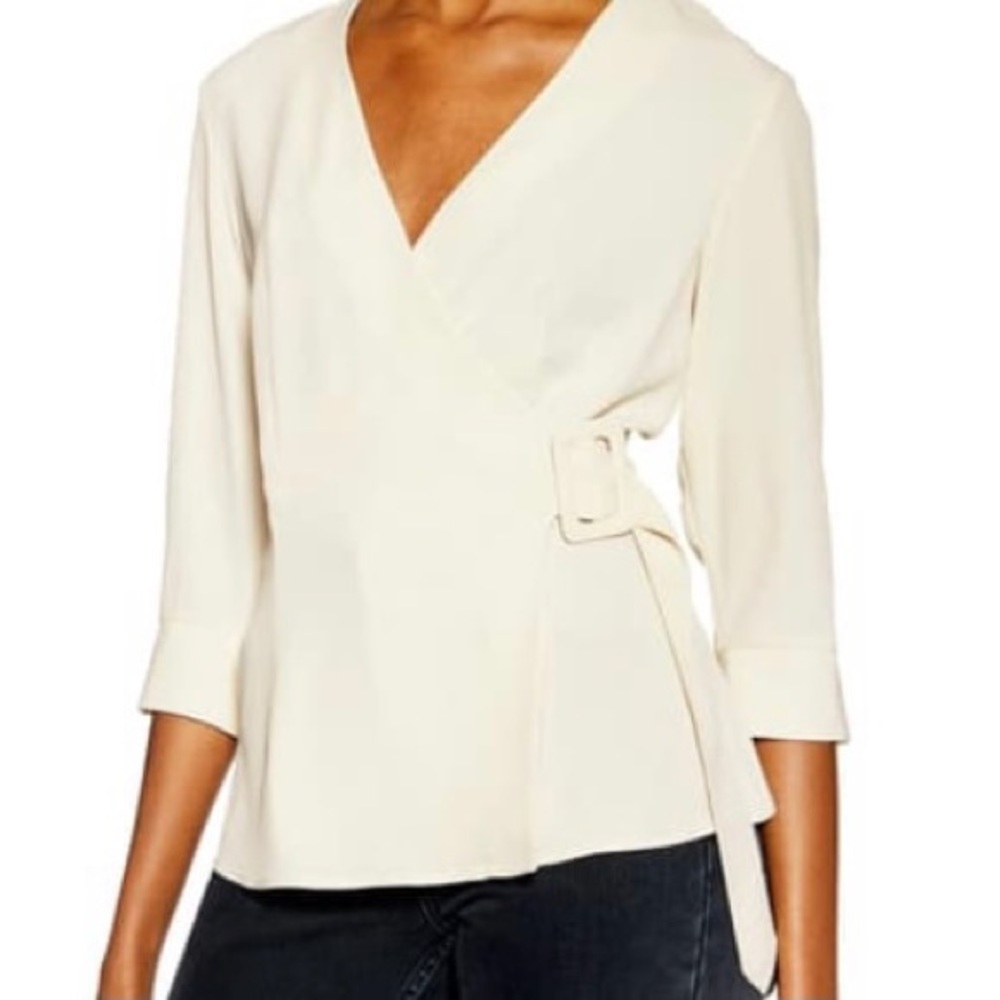 Topshop Cream Belted Blouse Size 4